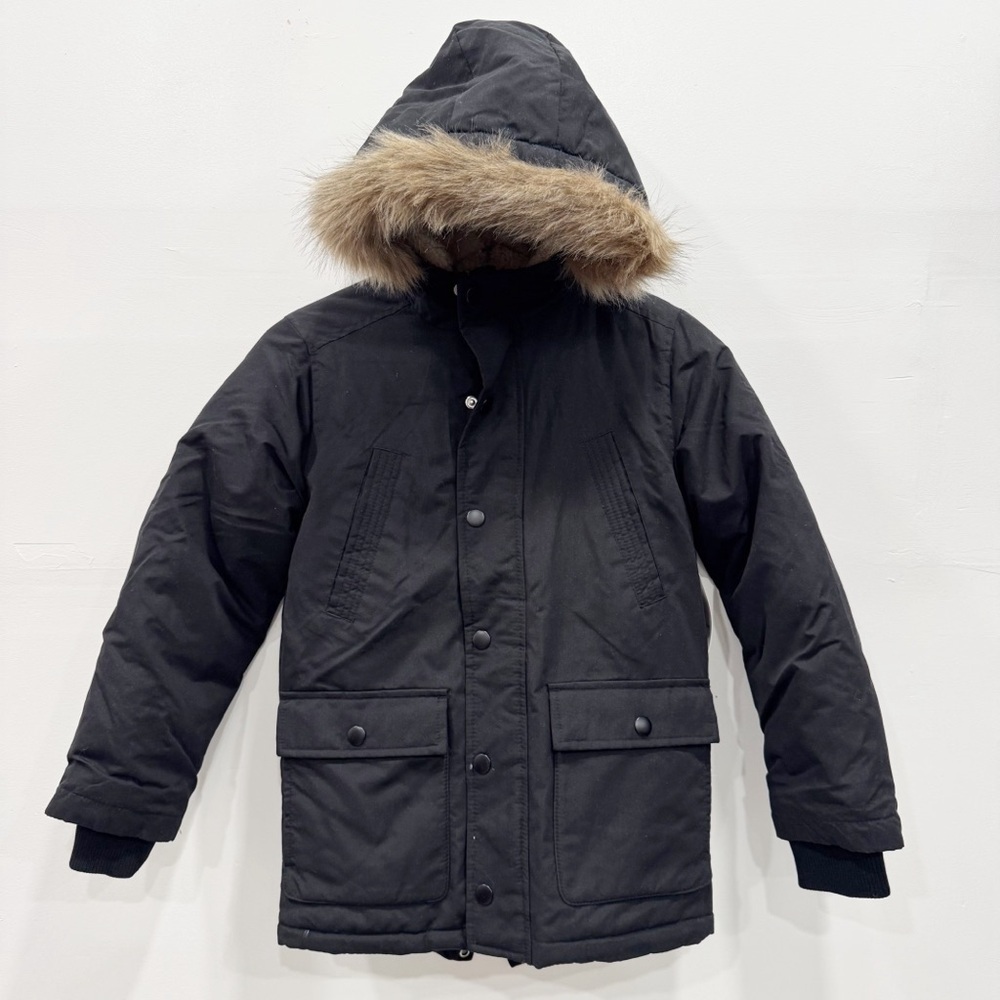 Old Navy Kids Water Resistant Faur Fur Trim Hooded Expedition Parka Black Medium